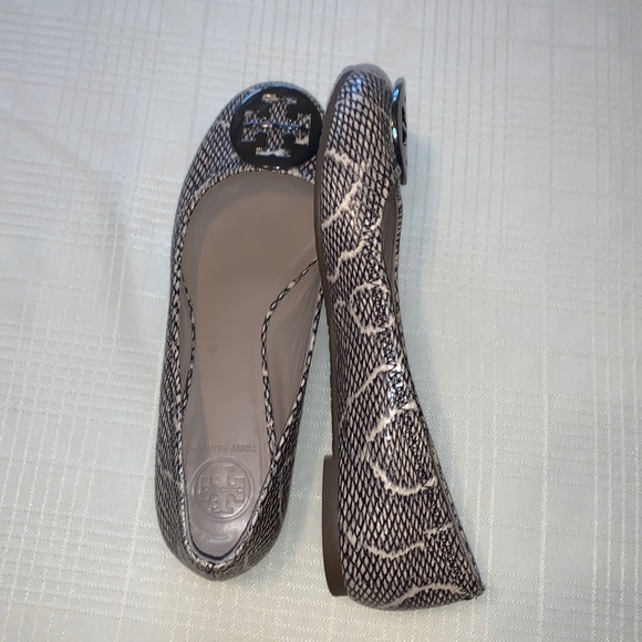 TORY BURCH Ballet Flat Snakeskin Print BrownBeige - Picture 10 of 12